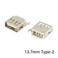 10 Pieces USB Type A Female Socket 180 Degrees Vertical 4pins USB Interface AF 13.7mm / 15.0mm