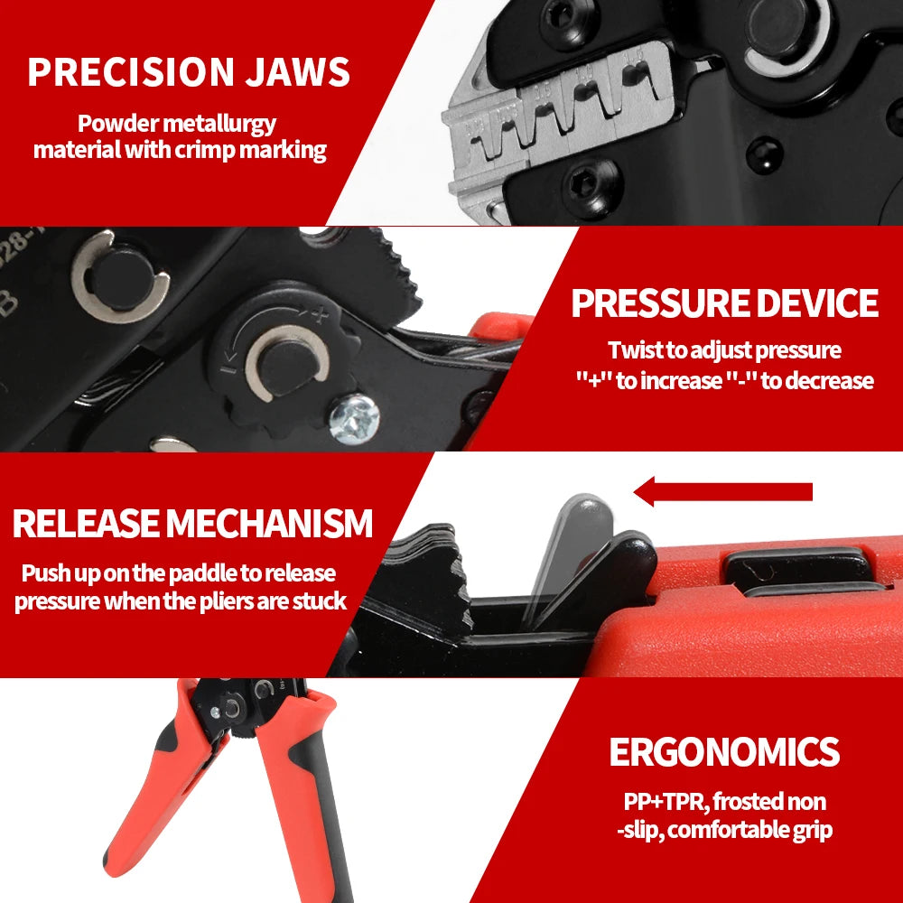 Wire Crimping Plier for JST PH 2.0mm,XH 2.5mm,VH 3.96mm,JWPS 4.0mm&Dupont Open Barrel Terminals Crimper SN-68B Crimping Tool