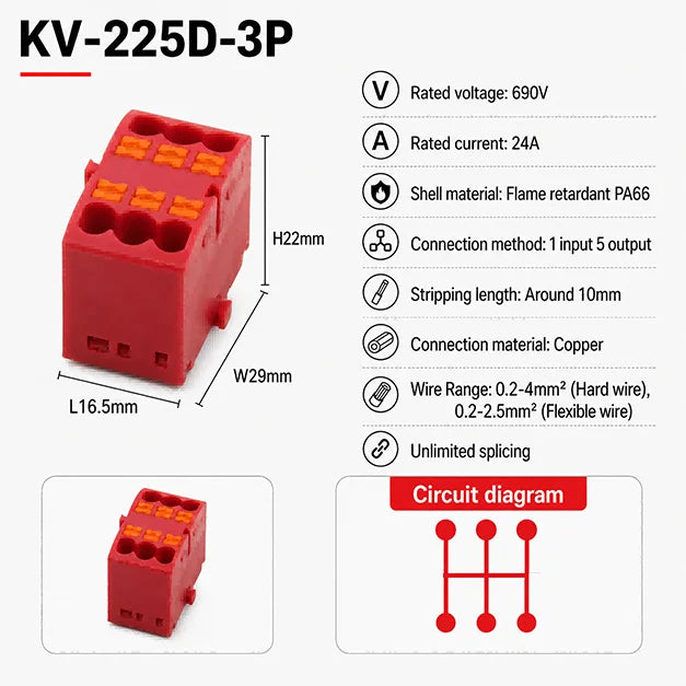 DIN Rail Terminal Block 1/5/10PCS 2.5mm2 Push In Quick Connect Electrical Wire Connector Modular Power Distribution Block