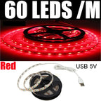 5M USB LED Strip Light 5V 3528 1 Meter 5 Meter White Warm White Pink Green Blue Red SMD RibbonKitchen Light Under Cabinet Lamp