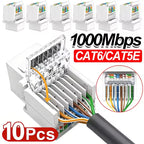 1-10PCS Cat6/Cat5e Ethernet Keystone Jack No Punch-Down Tool-Less RJ45 Module Coupler Ethernet Module Female Jack Wall Adapter