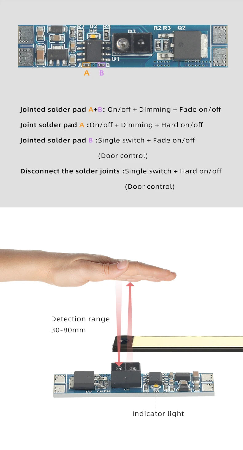 DC12V 24V New Lead-free Sensing Module 8A Pir Motion/ IR Hand Wave/Touch Sensor Module for LED Cabinet Light