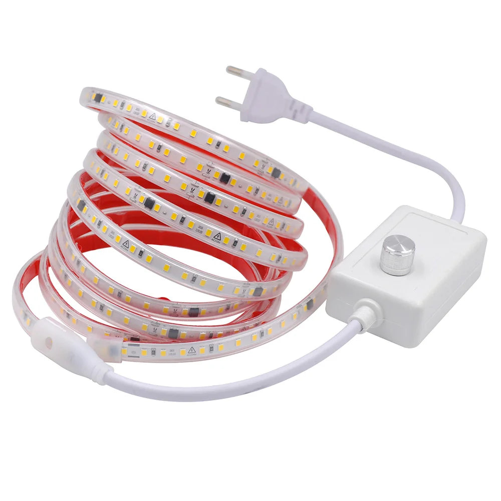 AC 220V 2835 LED Strip Light Waterproof IP67 120 LEDs Flexible Tape Lamp with IC Home Lighting White 0.5m 1m 2m 5m 10m 20m 50m