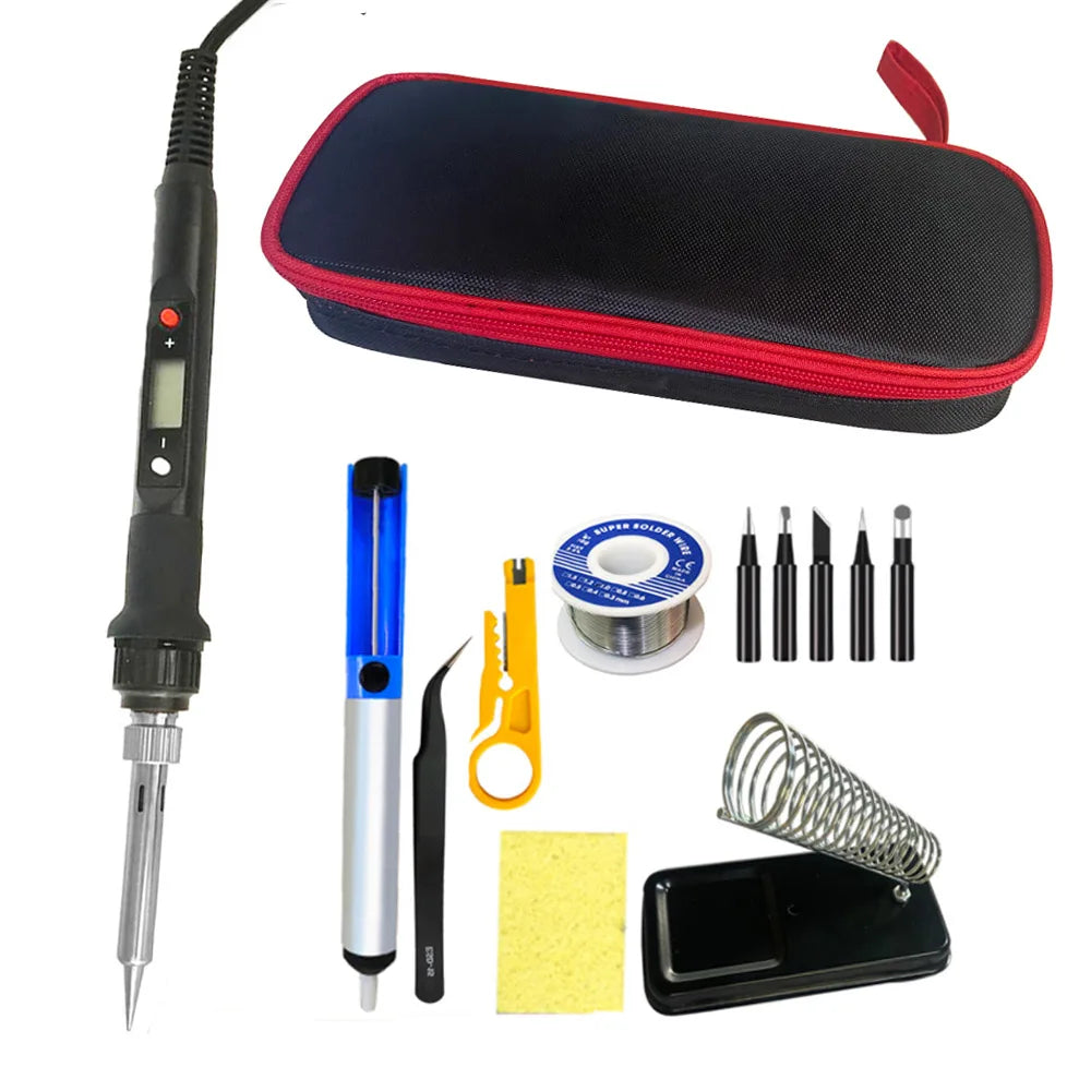 80W Digital Electric Soldering Iron Set Kit Temperature Adjustable 220V 110V  Ceramic Heater Soldering Tips Welding Tool  set