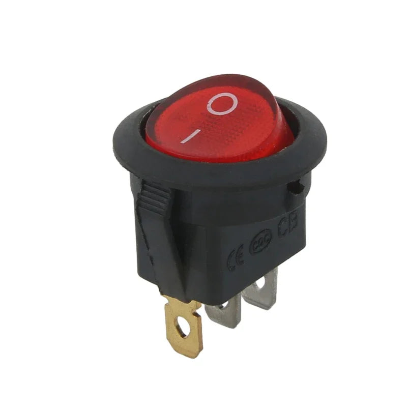 1PCS ON/OFF Round Rocker Switch LED illuminated Car 12V 24V / 6A 250V / 10A 125V 2/3/4PIN Switch 20MM