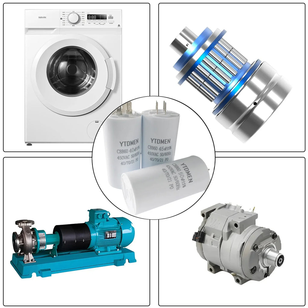 AC 450V CBB60 Dual Insert Motor Starting Capacitor 4pin 4UF-60UF Replacement Motor Run Capacitors For Air Compressor Water Pump