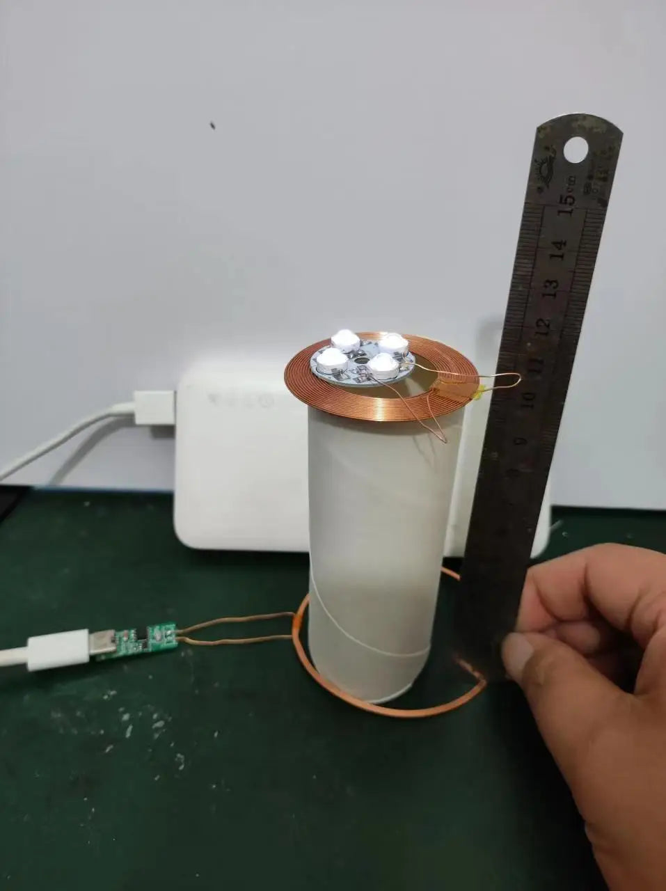 0-100mm Type-c USB Wireless Power Supply Wireless Charging Transmitter Led Receiver Scientific Experiment Coil Induction Light