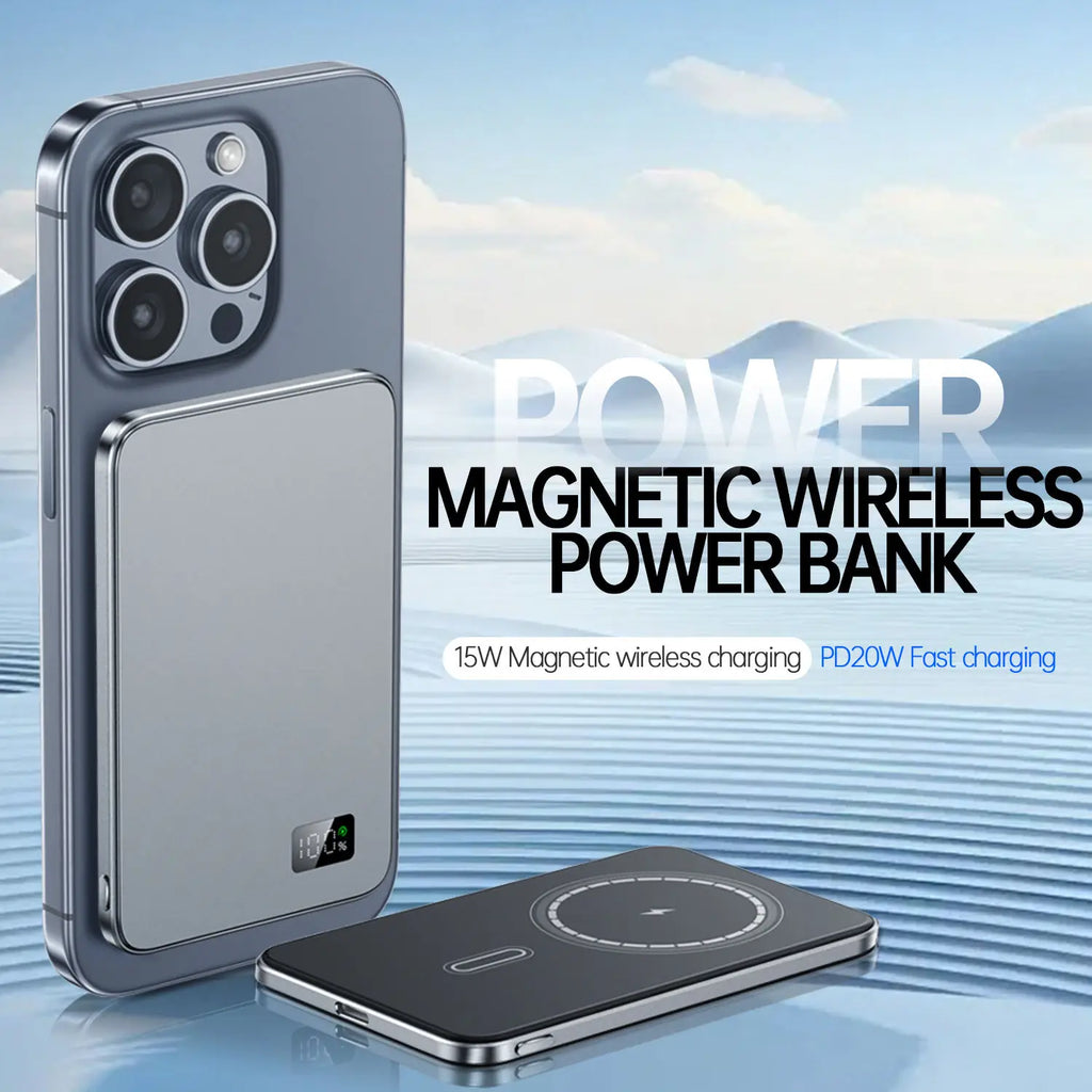 10000mAh Ultra Thin Power Bank for MagSafe,Magnetic Wireless Fast Charging MacSafe Portable Battery For iPhone Xiaomi Samsung