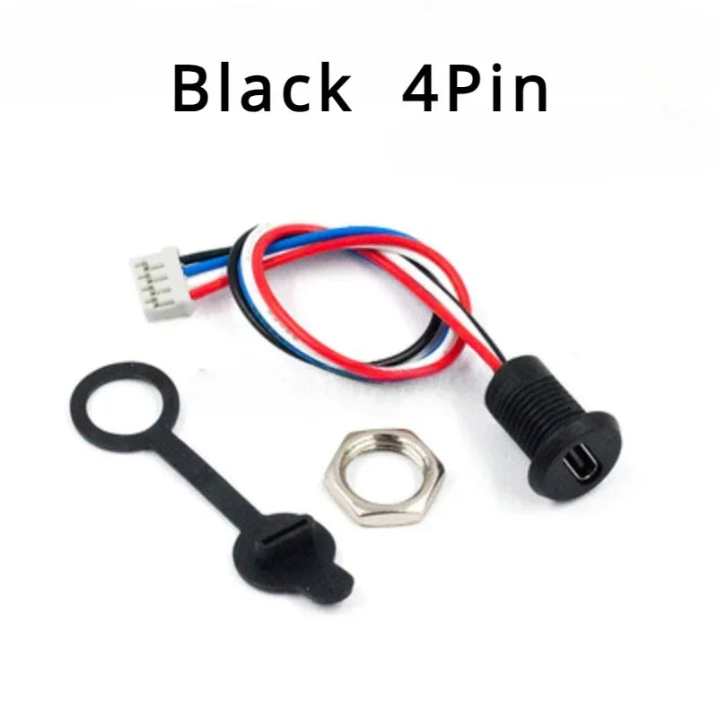 5PCS 2Pin - 6Pin USB-C Connector Type-C Waterproof with PH 2.0 Nut Locking Panel Mounting TPC Waterproof Fast Charging Jack Por