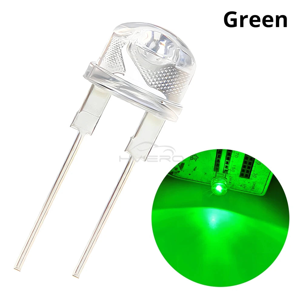 50/500PCS 8mm Straw Hat 0.5W White Warm Red Yellow Blue Green Emitting Diode LED Wide Angle Ultra Bright Bulbs Light Lamp Diodes