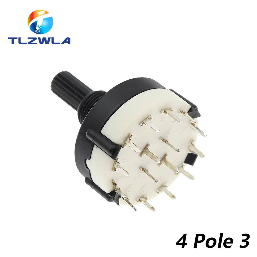 1PCS RS26 Plastic 4 Pole 3 Position Rotary Band Switch 2 Pole6 Position  1 Pole12 Position Handle Length 21MM Axis Band Switch