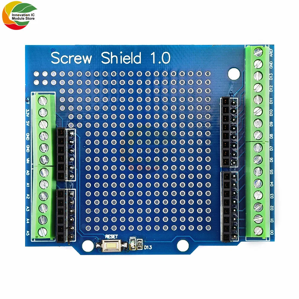 Proto Screw Shield PCB Expansion Board for Arduino Open Source Reset Button for Breadboard 3.81 Terminal Double-sided Solder DIY