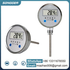 Digital Bimetal Thermometer LCD‑110 Stainless Steel Probe High Precision Water Temp Gauge Axial/Radial Mount IP65