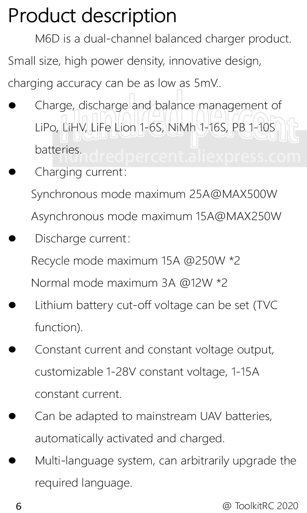 ToolkitRC M6D Green Purple 500W 15A DC Dual Channel Smart Charger Discharger For 1-6S Lipo Battery FPV Model Spare Part Replace