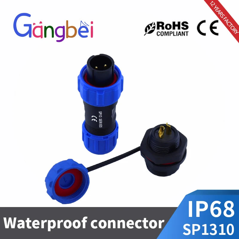 SP13 Waterproof Connector Male Plug & Female Socket Panel Mount Wire Cable Connector Aviation Plug IP68 2/3/4/5/6/7/9 Pin GBDQA