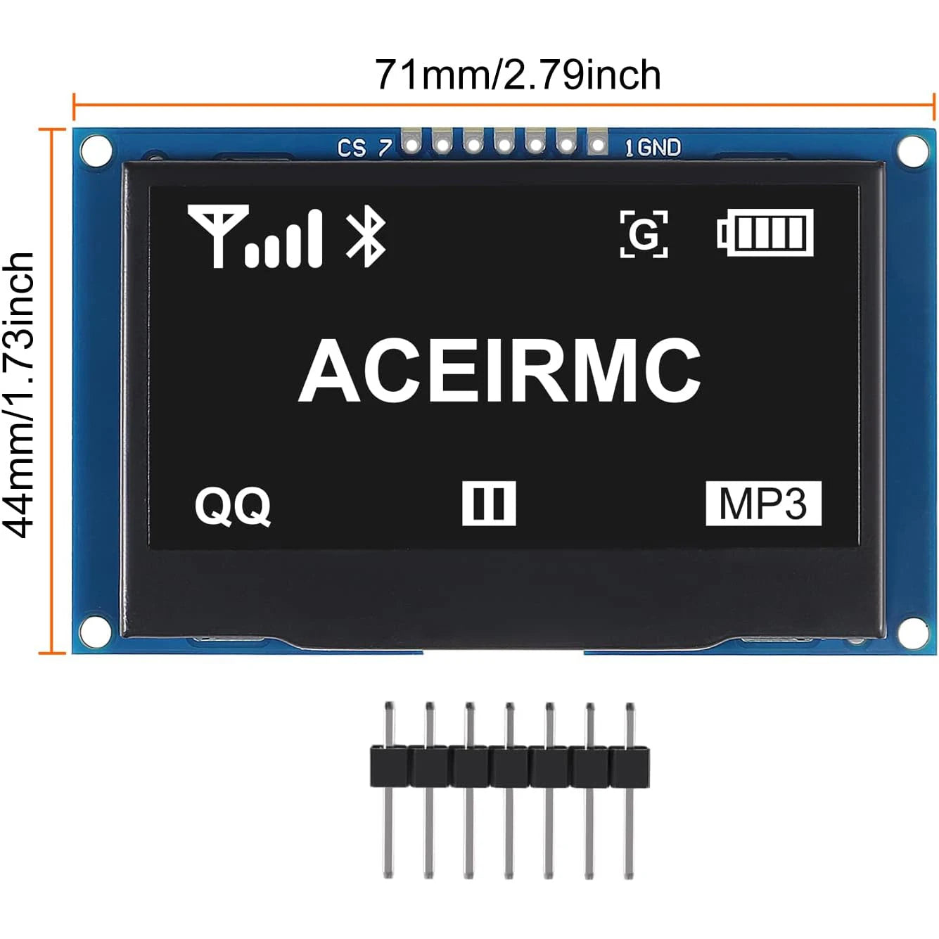 2.4" 2.42 inch 128x64 OLED LCD Display Module SSD1309 12864 7 Pin SPI/IIC I2C Serial Interface for Arduino UNO R3 C51