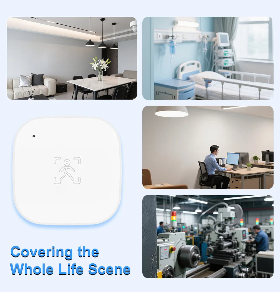Smart Life Zigbee 24G MmWave Radar Motion Sensor Human Presence Detector Battery Powered Breathing Monitor for Home Automation