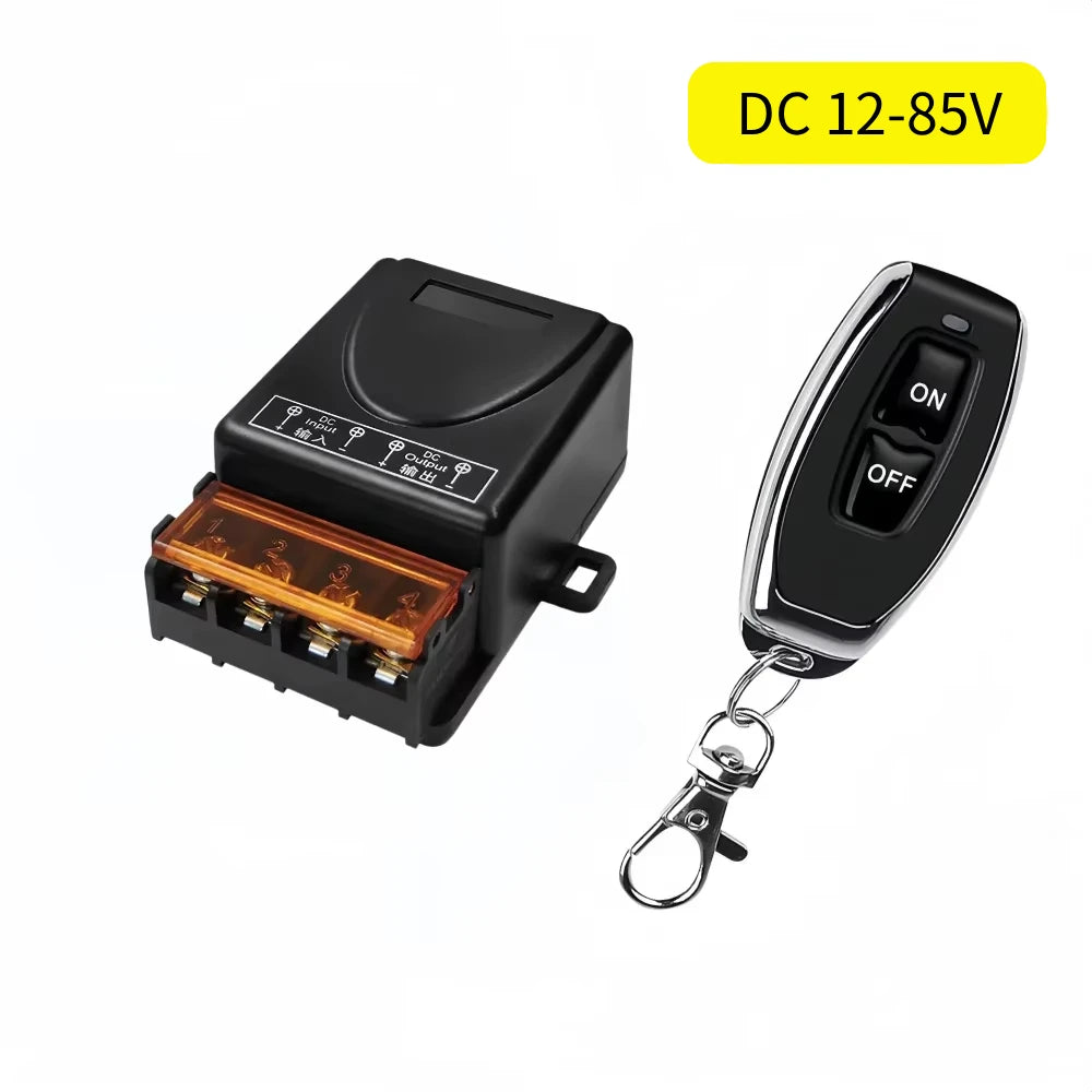 433Mhz Wireless Remote Control Switch 30A DC 12V 24V 36V 85V High Power RF Relay Receiver for Pumps Light Lamp LED 100m Range