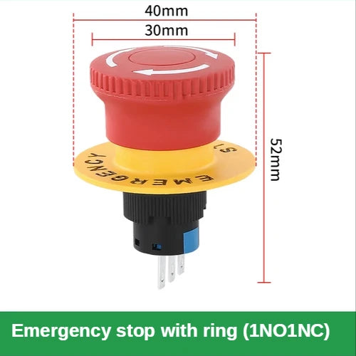 16mm Plastic Emergency Stop Switch Self Locking Latching Button Red Mushroom Head Switch for Equipment Lift Elevator Latching