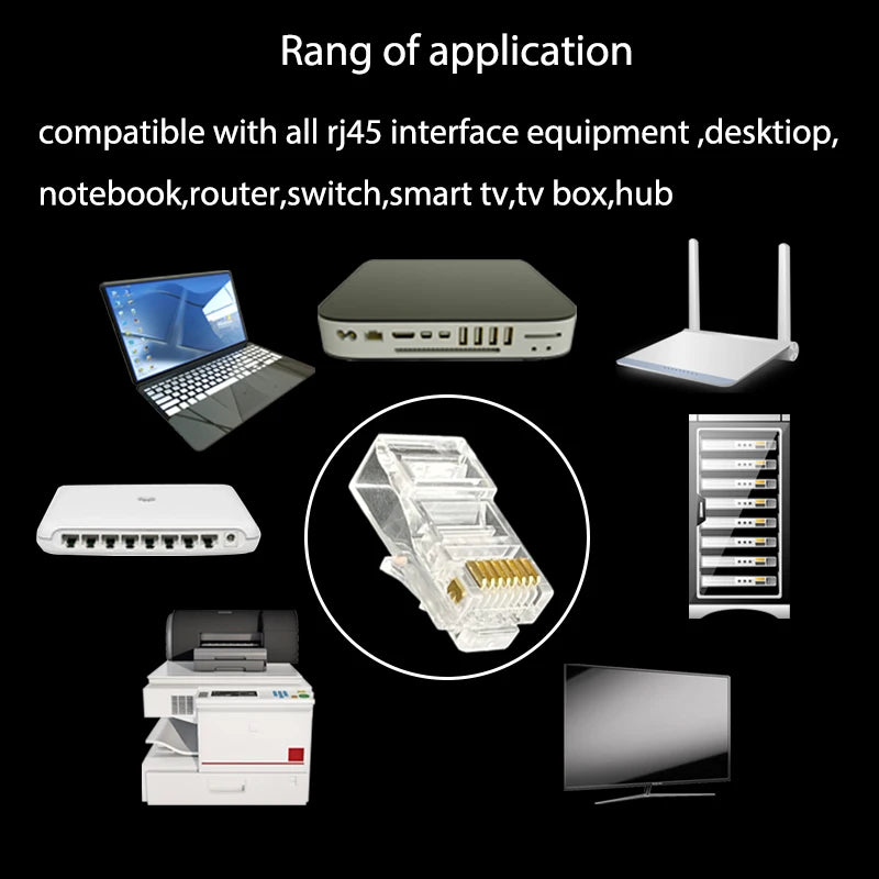 COMNEN 1-100pcs RJ45 Cat6/6a Pass Through Connectors Strain Relief Boots EZ to Crimp Modular Plug Connector Cable Plug Covers