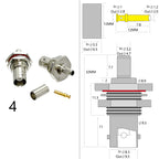 1-4PC BNC Male Female Plug Jack RF Coax Connector Crimp for RG316 RG174 RG58 RG142 Cable Copper Nickelplated With Drawing NEW