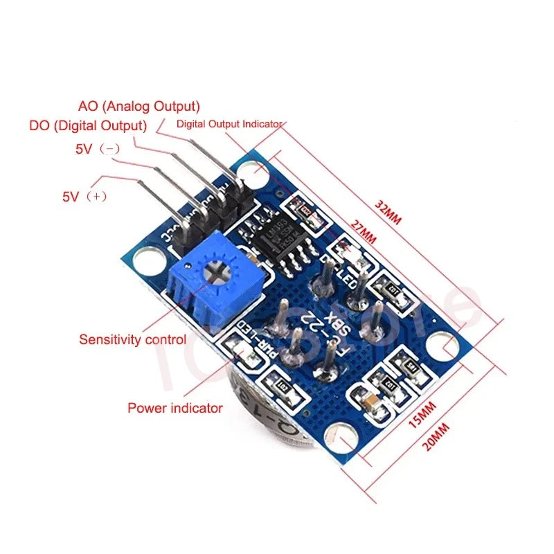 1PCS Gas Sensor MQ-2 MQ-3 MQ-4 MQ-5 MQ-6 MQ-7 MQ-8 MQ-9 Detection Smoke methane liquefied Gas Sensor Module