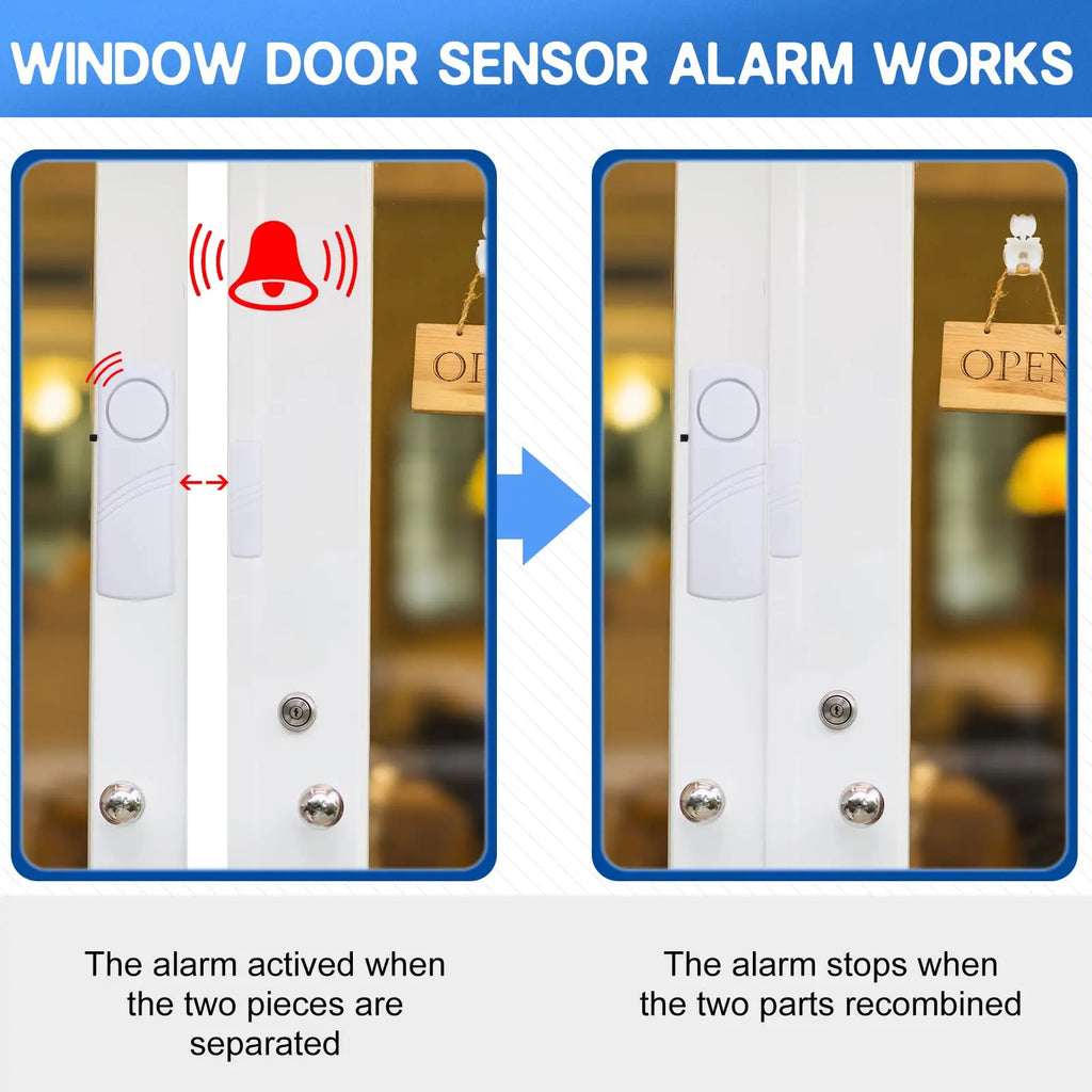 5pcs/10pcs Wireless Door Window Sensor Alarm 95db Anti-theft 433mhz Door Contact Detector Magnetic for Home Security Protection