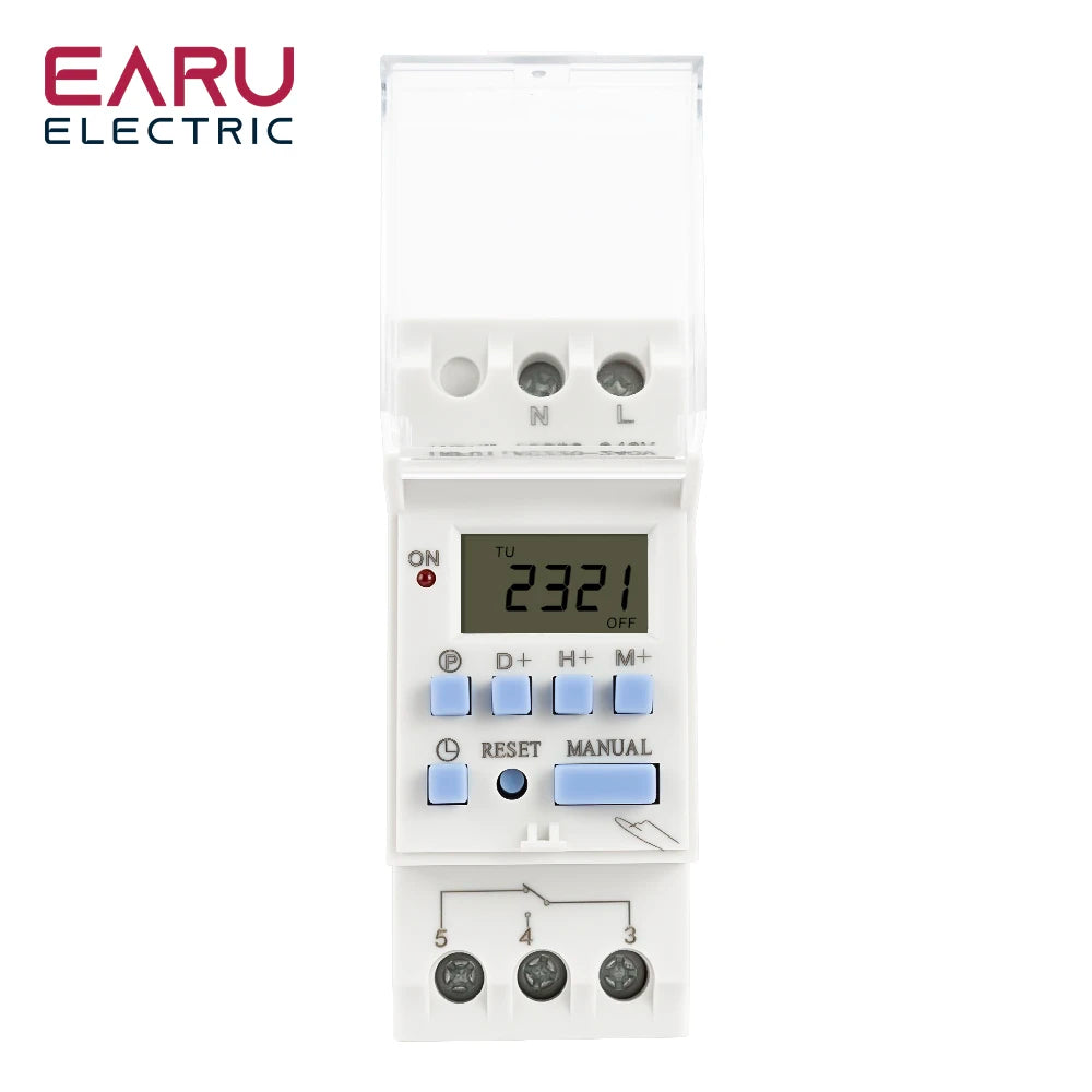 Electronic Weekly 7 Days Programmable Digital Timer Switch Relay Timer Control Din Rail THC AC 220V 230V 110V DC 12V 24V 48V 30A