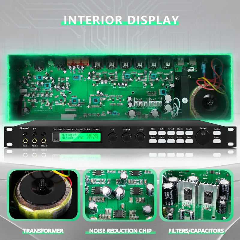 FUHAM Professional Digital X5 Preamp Effects Processor KTV Reverb Suppression Anti-Howl Bluetooth Audio Processor