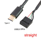 PC Computer Motherboard 9P to Micro USB to DuPont 2.54mm 5Pin DuPont USB to Micro USB Data Cord Aluminum Foil + Woven Mesh Cable