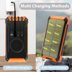 36000mAh Solar Power Bank 18W Wireless Charge With 4 Charging Heads LED Lamp Flashlight for Outdoor Battery Portable