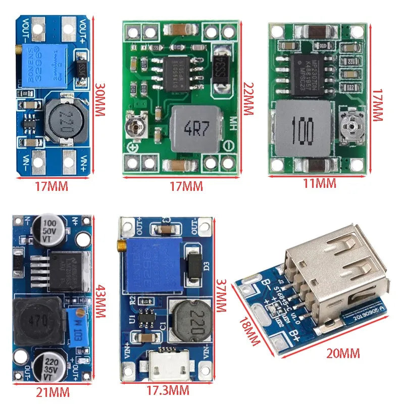 DC-DC Voltage stabilized power supply Adjustable boost buck voltage regulator module MT3608 MP1584EN MINI360 LM2596SADJ MICRO360