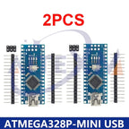 2PCS Mini/Type-C/Micro USB Nano 3.0 With Bootloader Compatible Nano Microcontroller For Arduino CH340 Driver 16Mhz ATMEGA328P