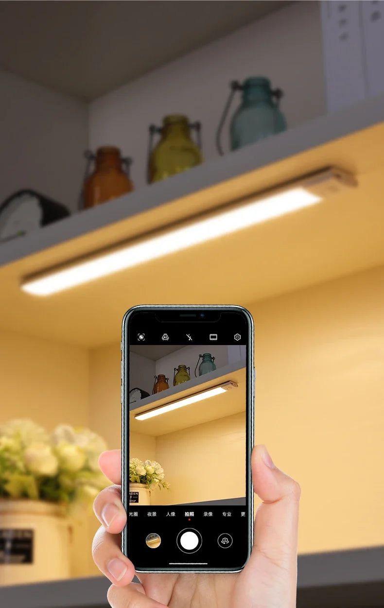 LED Bar Light Motion Sensor USB Rechargeable Led Cabinet Lights for Kitchen Wardrobe Cabinet Lighting 30cm/40cm/50cm Night Light