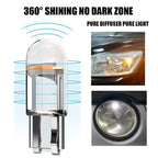 10 Pcs Car LED T10 W5W Canbus Glass COB 6000k Reading Dome Lamp Marker Wedge License PlateLight Bulb 168 194 192 DC 12V White