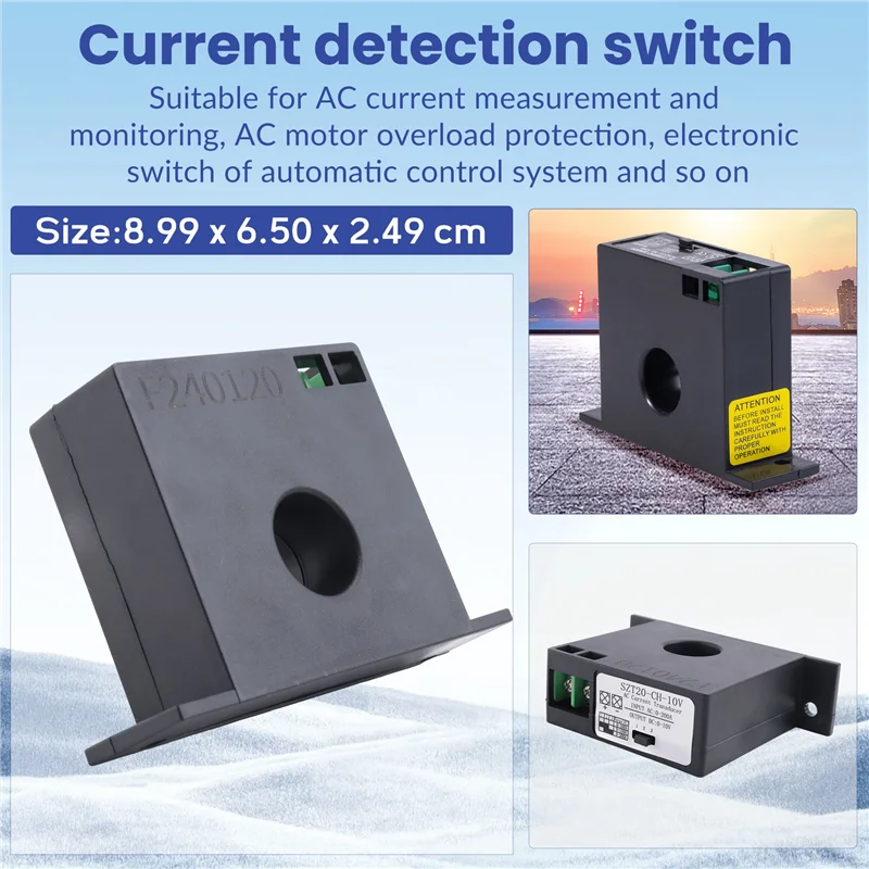 AC Current Transmitter AC Current Transducer Overload Protector Input AC 0-200A Output DC 0-10V SZT20-CH-10V-Hot