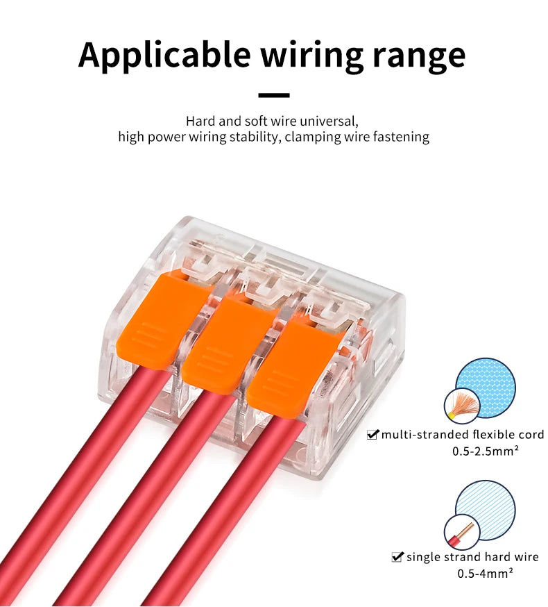 JINH 50 Pcs Quick  Compact Lever Parallel Electrical Splitter Equipment Connectors, Fast Wire Connector Terminal Blocks 34-11AWG