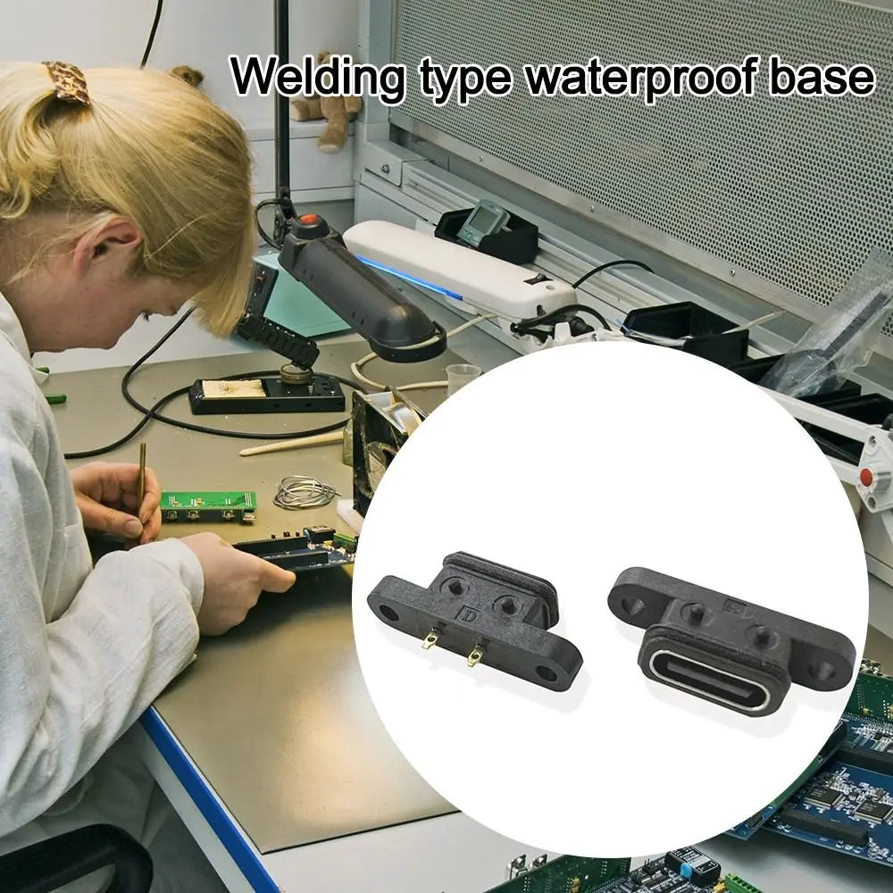 Type-C TYPE C 2Pin Female USB C Socket 2P Waterproof Waterproof Female Plug Port With Screw Hole 180 Degree USB Connector