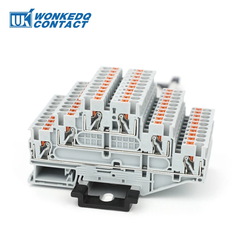 10Pcs PT2.5-3L Push-in Wiring Connector Triple 3 Level 2.5 mm² Cable 2.5mm Electrical Cable Din Rail Terminal Block PT 2.5-3L
