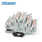10Pcs PT2.5-3L Push-in Wiring Connector Triple 3 Level 2.5 mm² Cable 2.5mm Electrical Cable Din Rail Terminal Block PT 2.5-3L