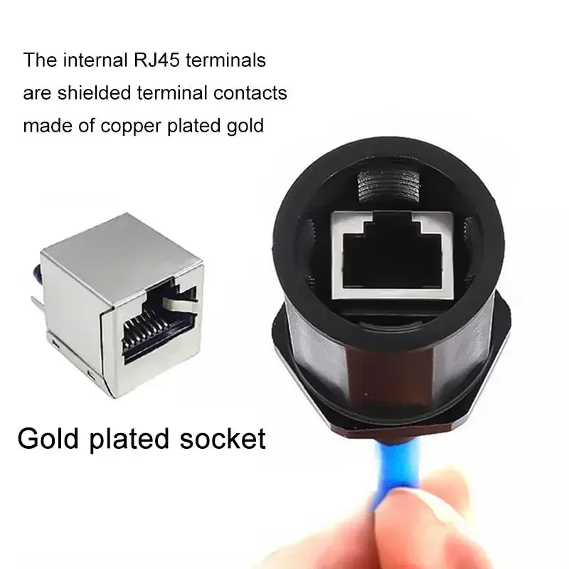 Waterproof RJ45 Network Connector M16/20/22 Cat5e Shield Gigabit Ethernet Line RJ45 DC Crystal Head Outdoor IP68 AP Junction Box