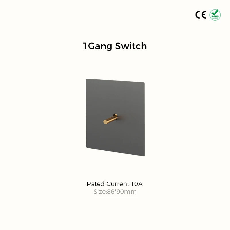 Avoir Vintage Gray Wall Switch USB Wall Socket 220V Europe FR Gold Lever Toggle Switch 1Gang 2 Way Retro Light Switches 86 Type