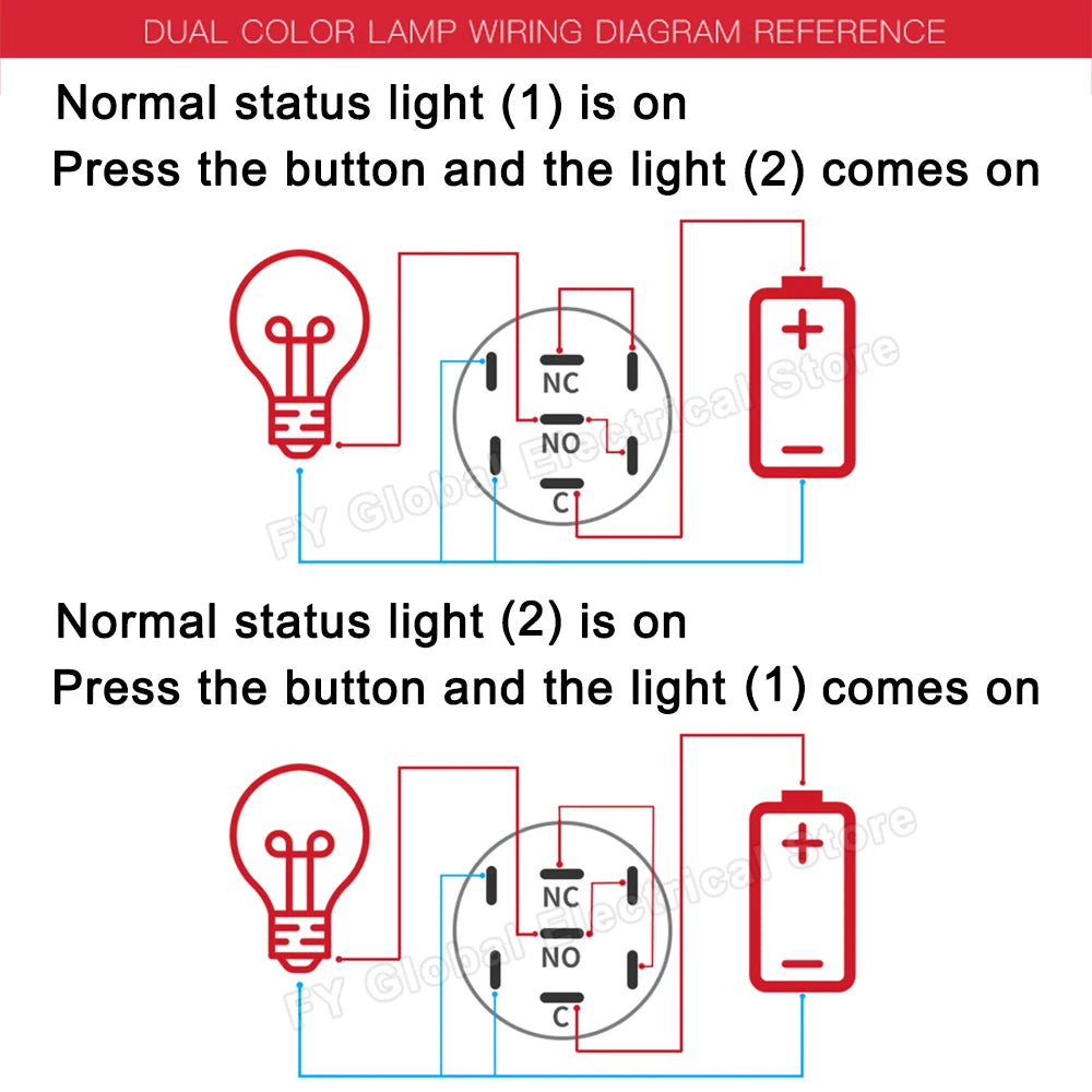 16/19/22mm Two Color Waterproof Metal Push Button Switch LED Light Momentary Latching Car Engine Switch 5V 12V 24V 220V Red Blue