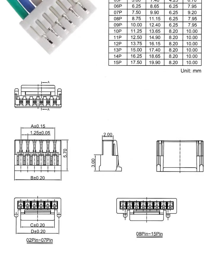2pc GH1.25 wt Latch 20cm Female Male Extension 26AWG Silicon Cable JST GHR-15V-S SSHL-002T-P0.2 Crimp 2-15P High Temp Resis Wire