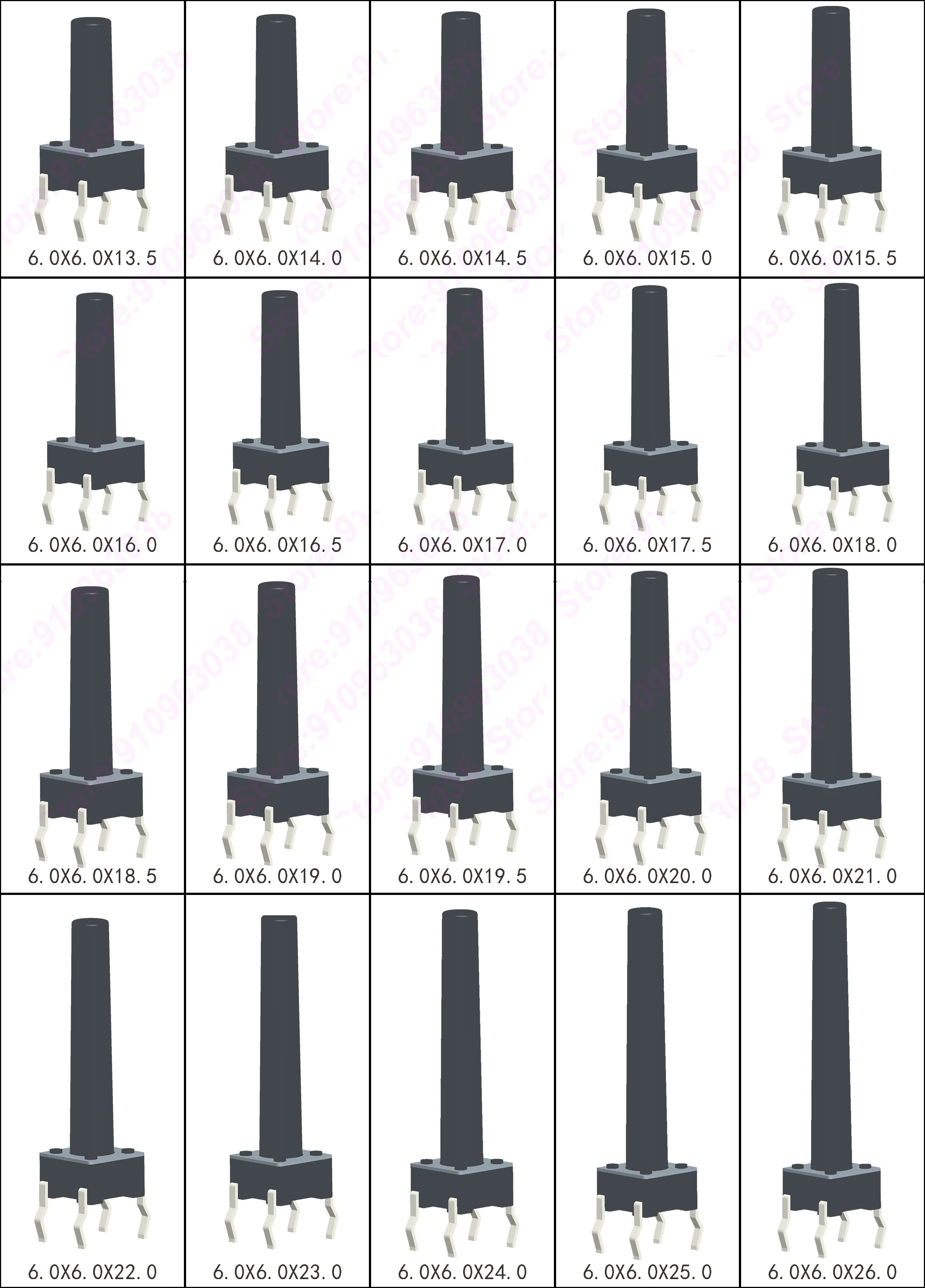 (50PCS) 6X6X5/4.3/5.5/6/7/8/9/10/13MM Tact Switch Push Button Switch 12V 4PIN DIP Micro Switch For TV/Toys/Home Use Button