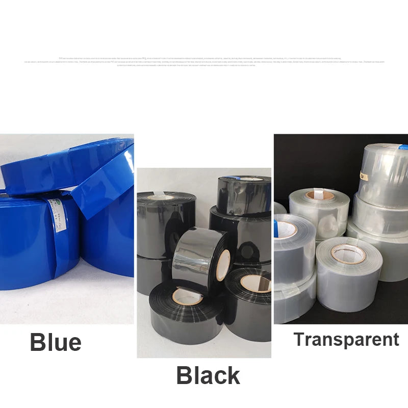 1KG 29.8~150MM PVC Heat Shrink Tube Shrinkable Cable Sleeve For 18650 Lithium Battery Pack + 100pcs Insulating Adhesive Paper