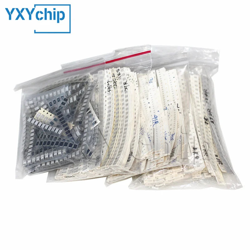 Resistor kit 0201 0402 0603 0805 1206 1210 1812 2512 SMD Resistor package 24/25values*25PCS=600/625PCS 1% Sample Kit Resisor0.1%