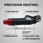 Mini Heat Gun 220V Portable Hot Air Tool for Embossing Shrink Film Label Removal Phone Case Repair and DIY Crafting