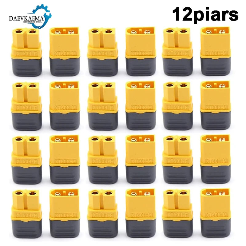 3-12Pairs XT60H (XT60 Upgrade) Connector XT60H Male Female Bullet Connectors Plugs with Sheath for Lithium Battery RC Planes Car