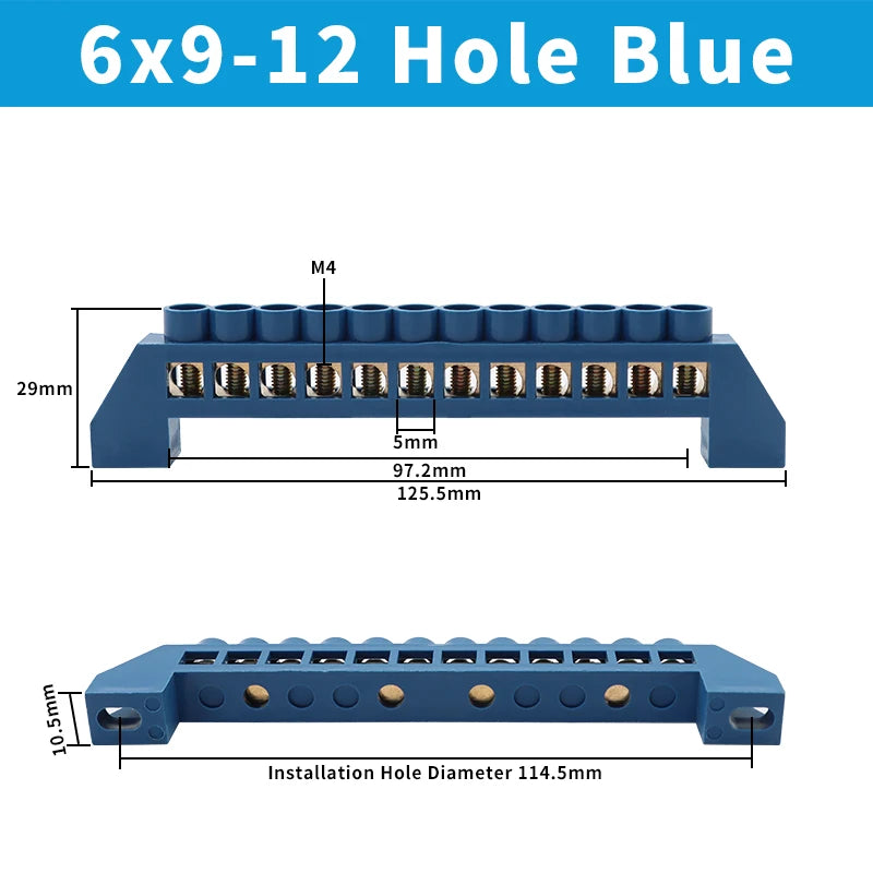 OMCH Terminal Bar 7x10 9x14mm Brass Ground Neutral Block High Conductivity Bridge Connector for Power Distribution Cabinet